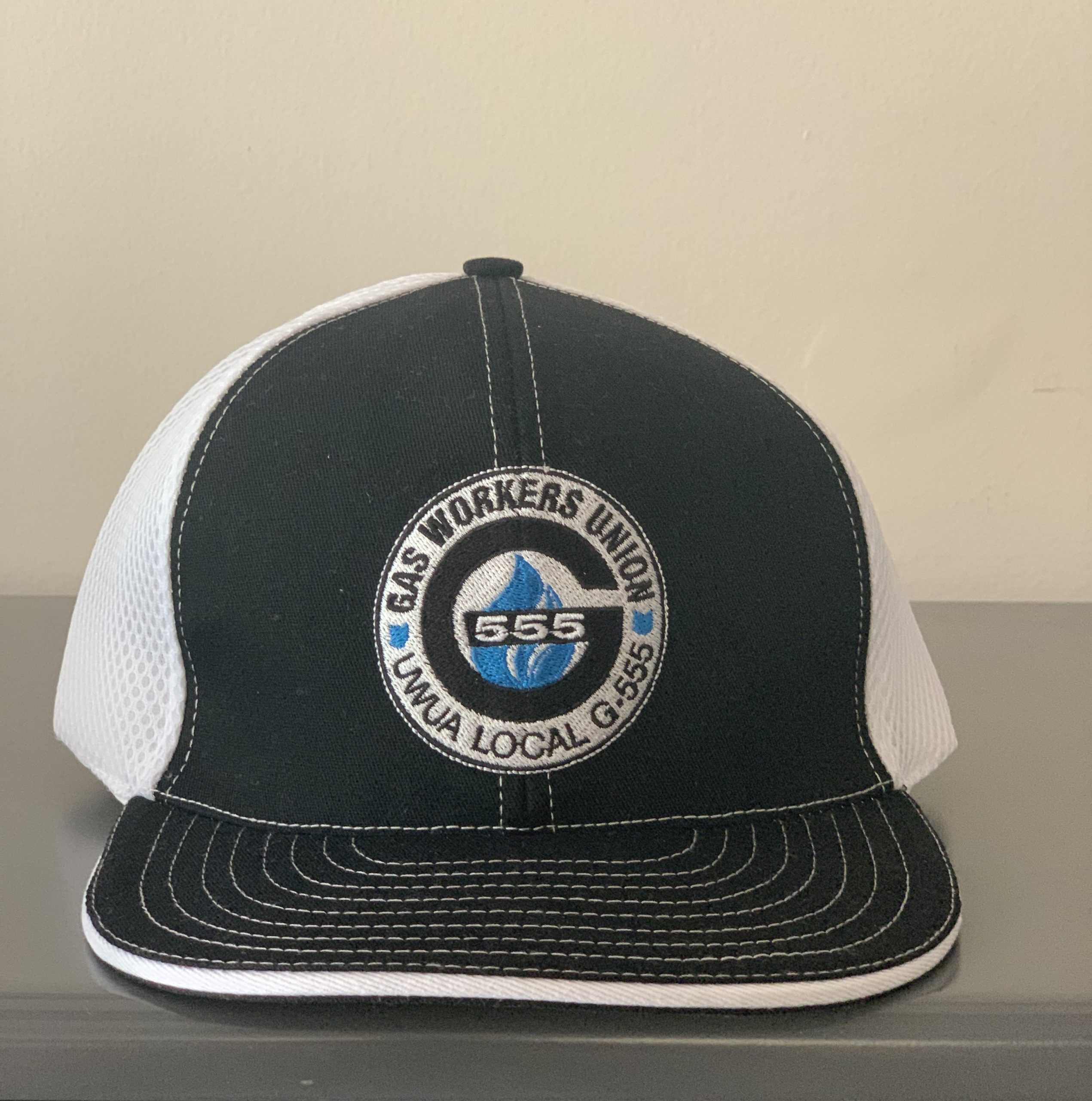 Ball Cap – Black/White Fitted – Large/XL | Gas Workers Union Local G-555
